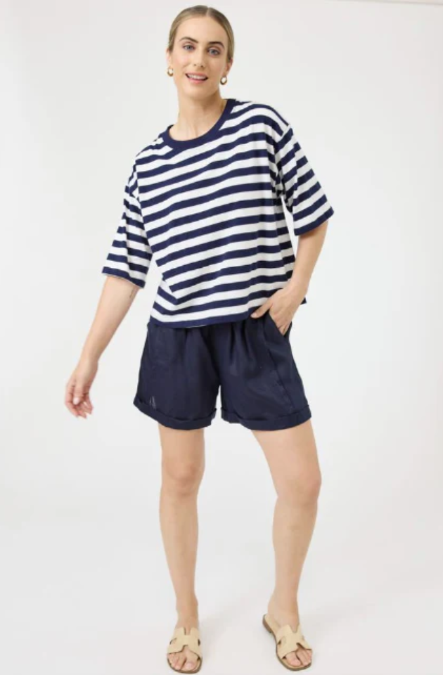 EB & IVE STUDIO STRIPE T-SHIRT - INDIGO - 2593612