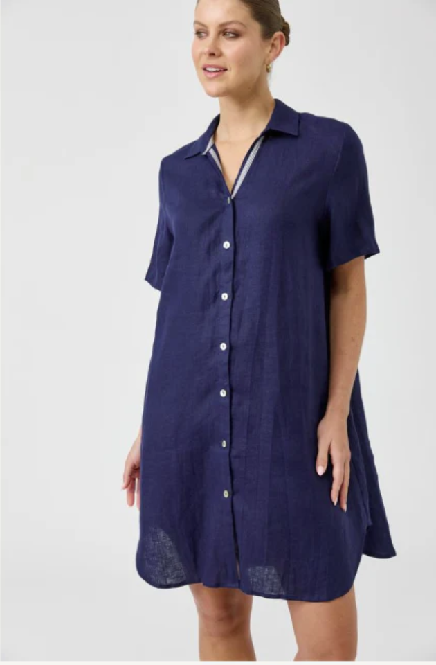 EB & IVE STUDIO SHORT SHIRT DRESS - INDIGO - 2593416