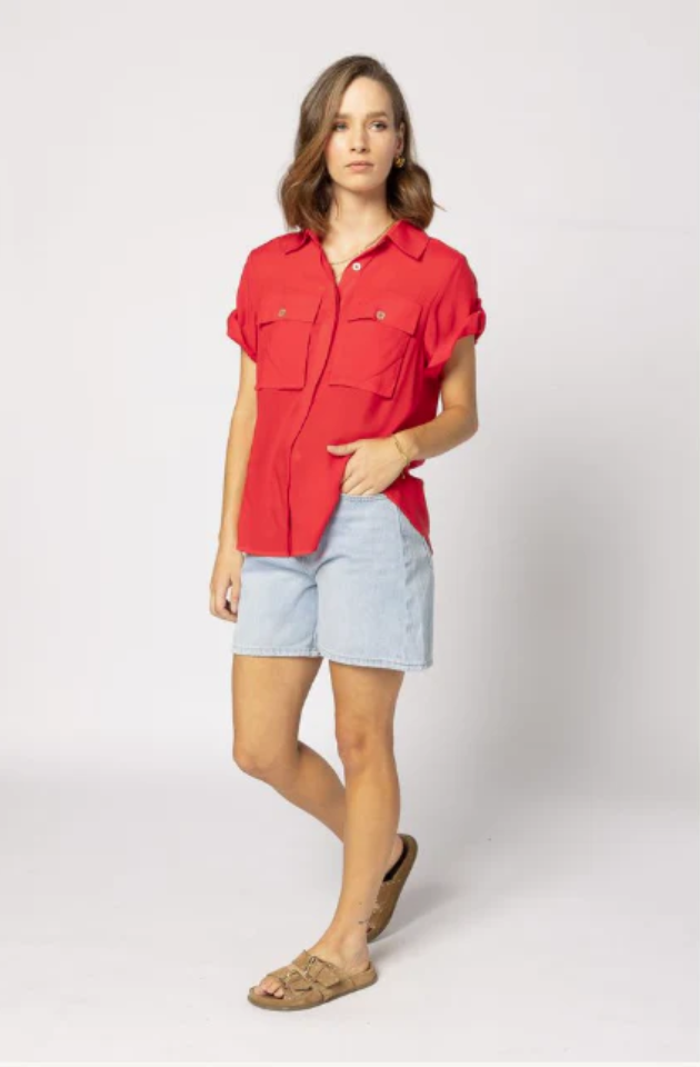 DRAMA THE LABEL  LYNN SHIRT - FIRE RED - 8049