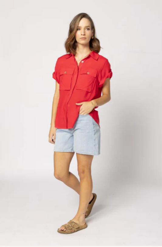 DRAMA THE LABEL  LYNN SHIRT - FIRE RED - 8049
