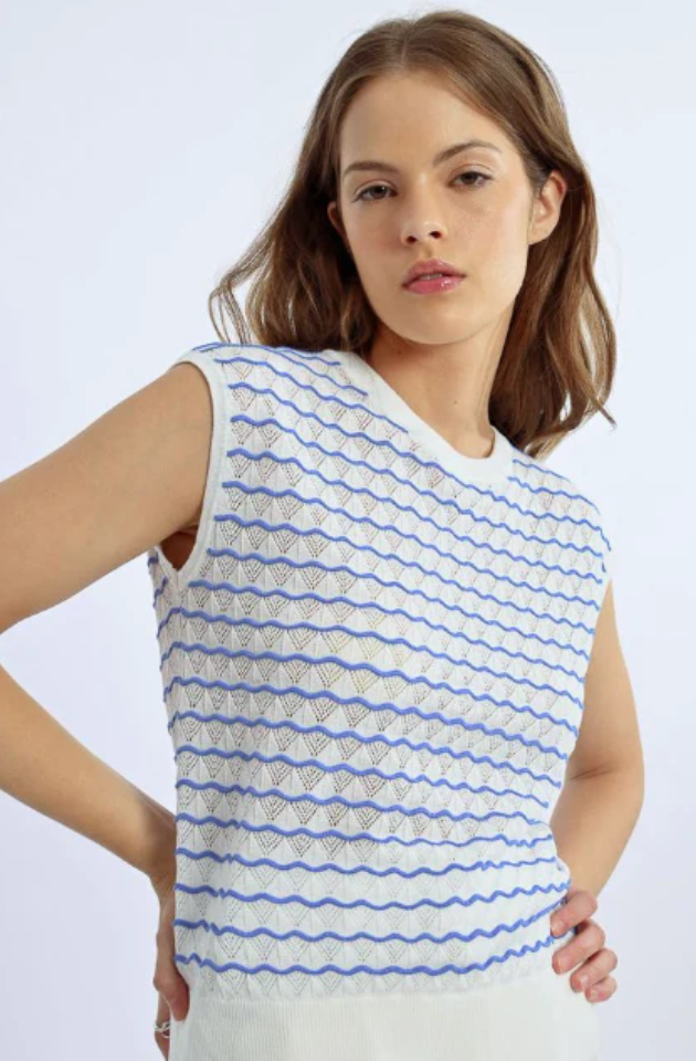 LILI SIDONIO KNIT SLEEVELESS SWEATER - OFF WHITE - LAL552DP-OFF