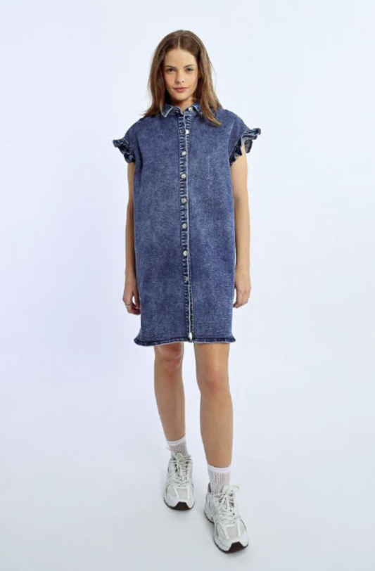 LILI SIDONIO WOVEN DRESS - DENIM BLUE - EL1117DE-DEN