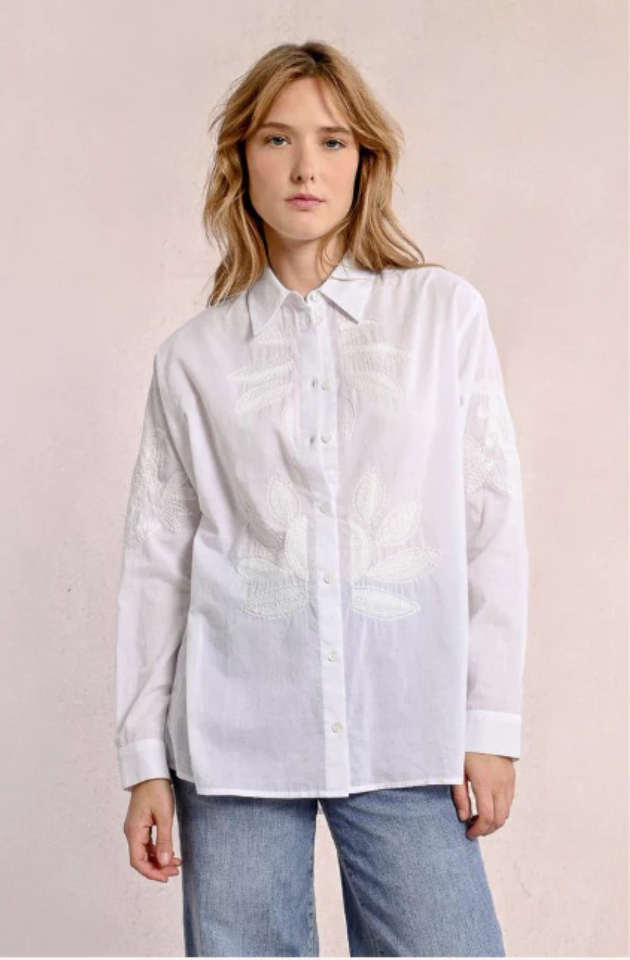 MOLLY BRACKEN LADIES WOVEN SHIRT - WHITE - Z630DE-WHI