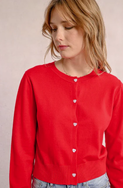 MOLLY BRACKEN LADIES KNITTED CARDIGAN - RED - E1725DP-RED