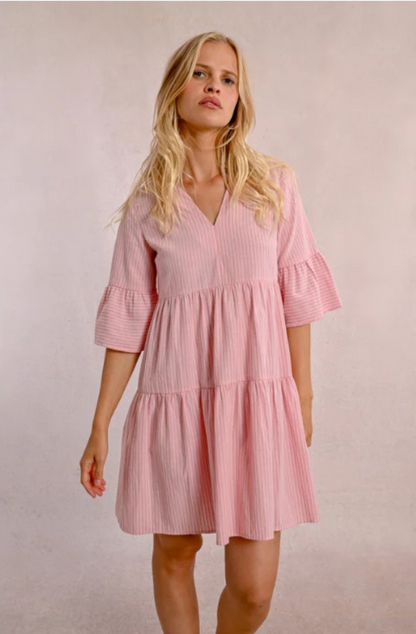 MOLLY BRACKEN LADIES WOVEN DRESS - PINK - T1990DP-PIN