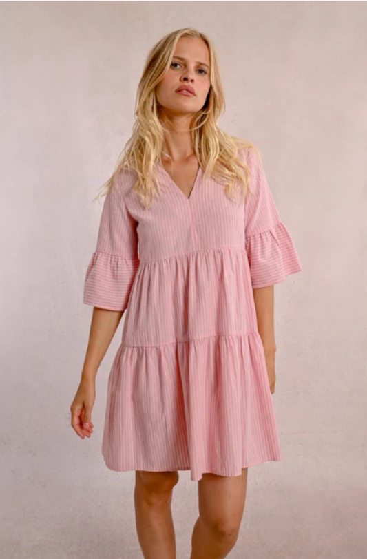 MOLLY BRACKEN LADIES WOVEN DRESS - PINK - T1990DP-PIN