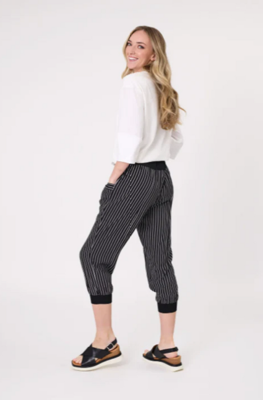 LEMON TREE DESIGN HAREM PANT - BLACK/WHITE STRIPE - 065LTDSS25