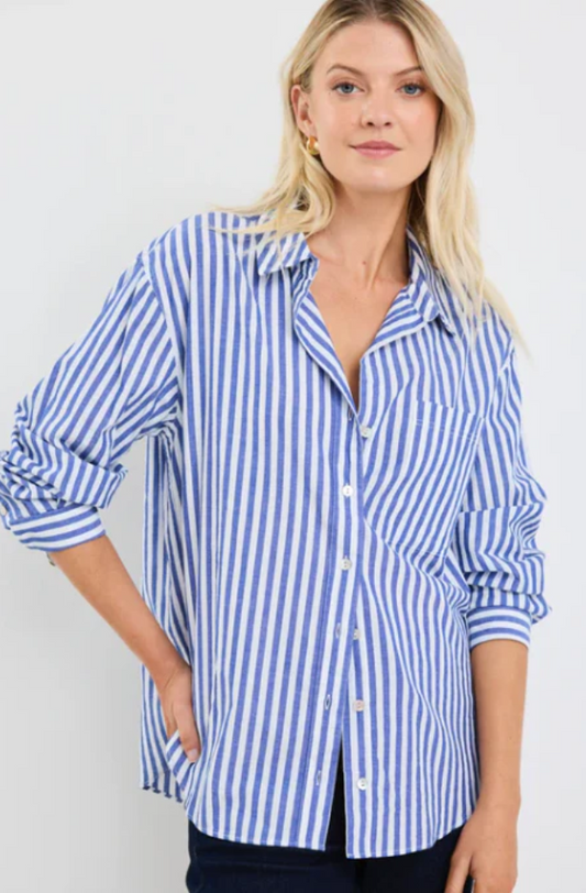 STORIES TO BE TOLD YOU GOT THIS OVERSIZED SHIRT - BLUE/WHITE STRIPE