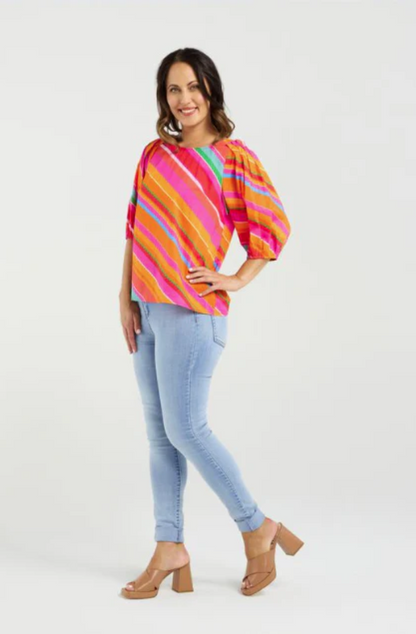 ZAFINA WILLOW TOP - DYNAMIC STRIPE - Z3016-2
