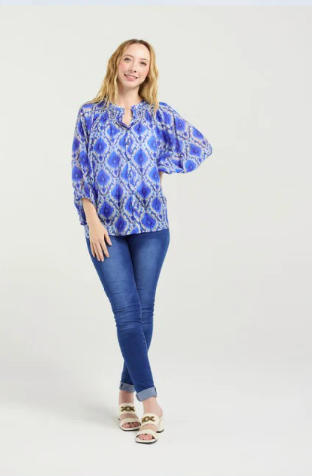 ZAFINA JUNIPER TOP - PAISLEY PAINTING - Z3023-1