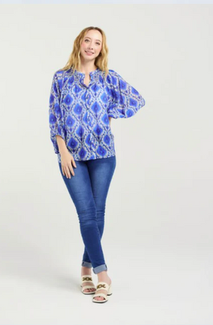 ZAFINA JUNIPER TOP - PAISLEY PAINTING - Z3023-1