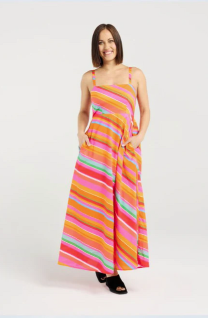 ZAFINA CLEMENTINE DRESS - DYNAMIC STRIPE - Z3044-3