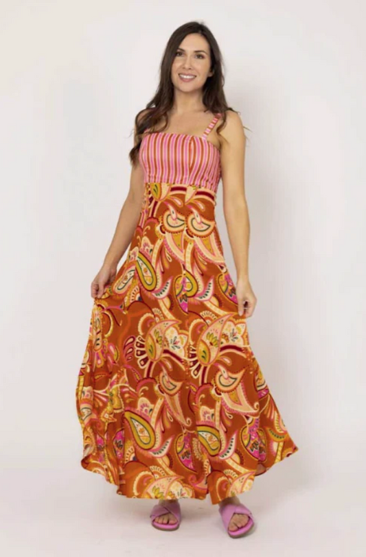 CHARLO NATALIE DRESS - RUST PAISLEY - CH770