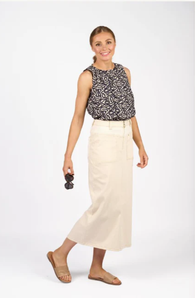 KNEWE SPIN SKIRT - NATURAL DENIM - K4038