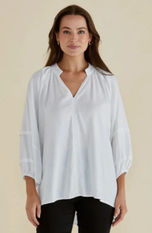 BETTY BASICS GRAZIA BLOUSE - WHITE - BB8434-WHI