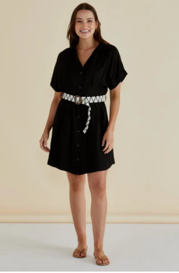 BETTY BASICS ARCHER DRESS - BLACK - BB8443-BLA