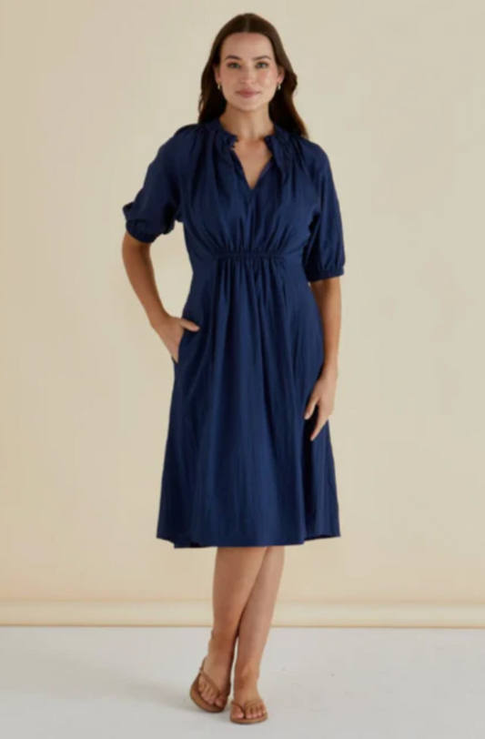 BETTY BASICS EMERY DRESS - NAVY BLUE - BB8451-NAB