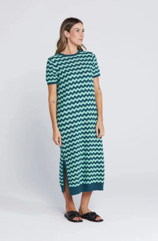 THING THING SQUIGGLE DRESS - SAGE & CYPRESS - TTW8561 03