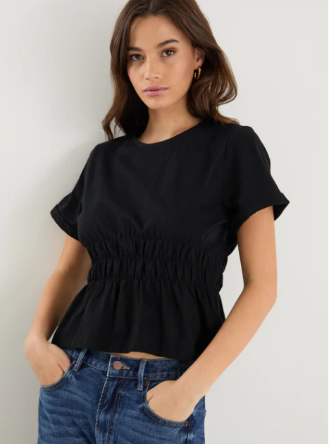 AMONG THE BRAVE - SVELTE SHIRRED TEE - BLACK