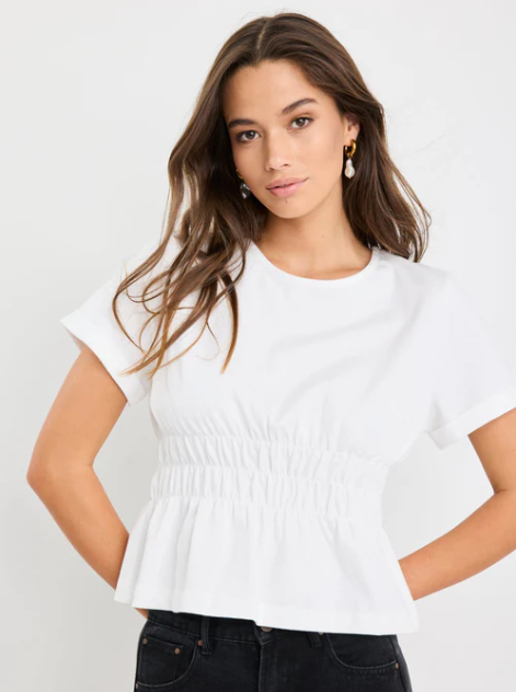 AMONG THE BRAVE - SVELTE SHIRRED TEE - IVORY