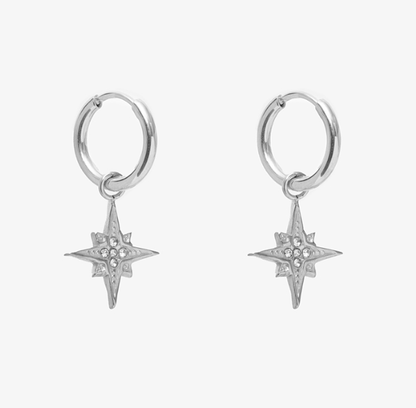 ANTLER STELLA STAR HUGGIE EARRING - SILVER - EW25-O22S