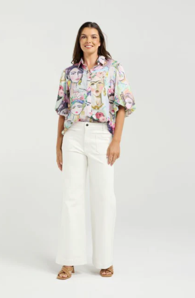 NMBR ROSE JOJOBA TOP - FRIDA PRINT - NR0011-1