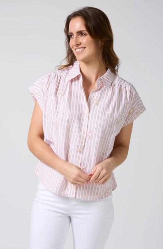 STELLA & GEMMA LINDY SHIRT - PINK STRIPE