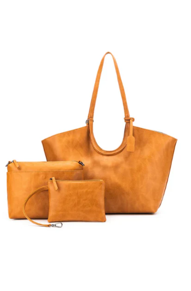 BLACK CAVIAR CIELO 3 PIECE HANDBAG TOTE - TAN   COMING SOON / PRE-ORDER