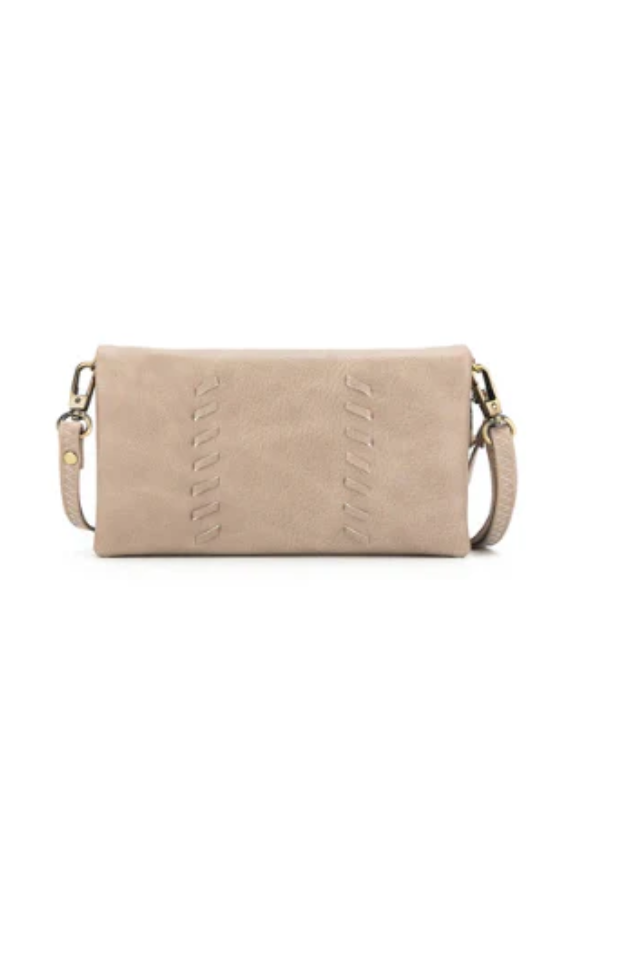 BLACK CAVIAR SKY CROSSBODY WALLET - STONE
