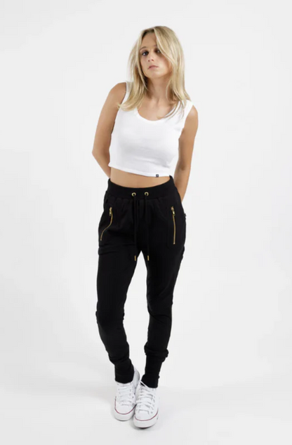 FEDERATION ESCAPE TRACKIES - GOLD ZIPS - BLACK-GOLD