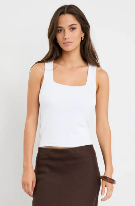 AMONG THE BRAVE - POSITIVE RIB NECK TANK - IVORY