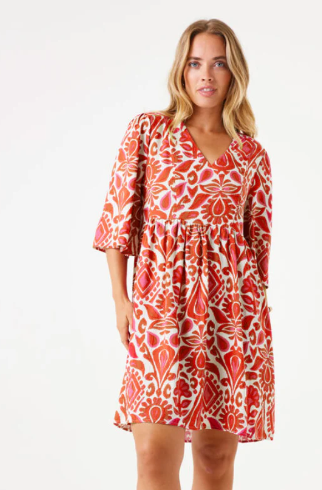 GARCIA PRINTED DRESS - RUBY RED