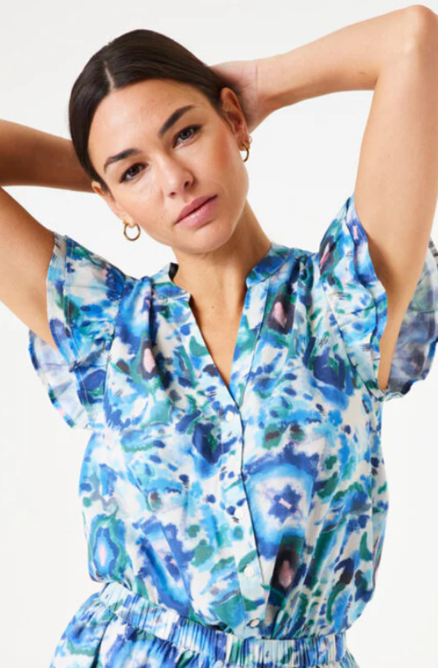 GARCIA PRINTED BLOUSE - BLUE WAVE