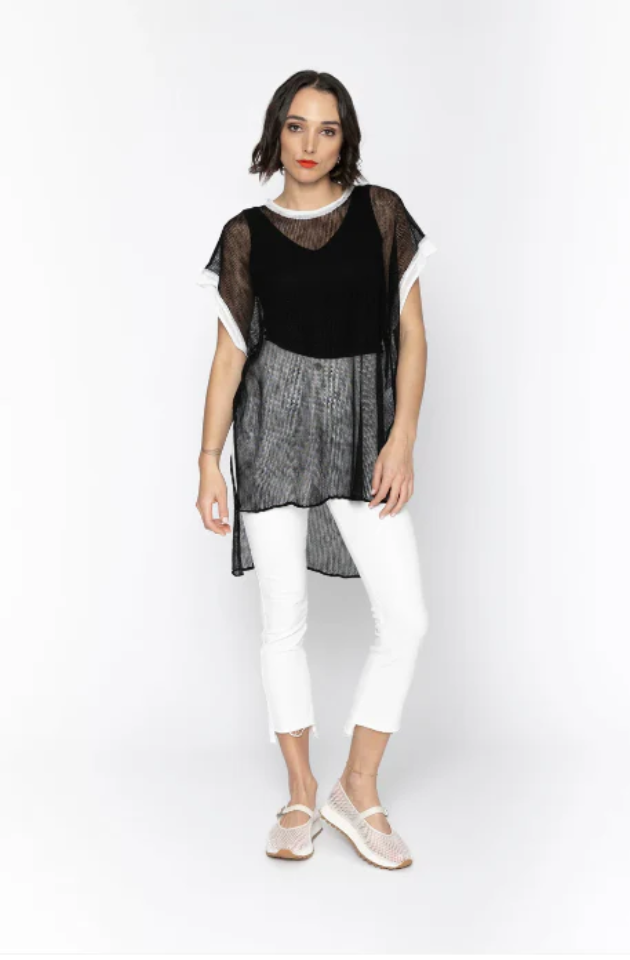 BLACKLIST LORENZA TUNIC - BLACK + WHITE TRIM