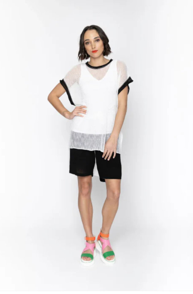 BLACKLIST LORENZA TUNIC - WHITE + BLACK TRIM