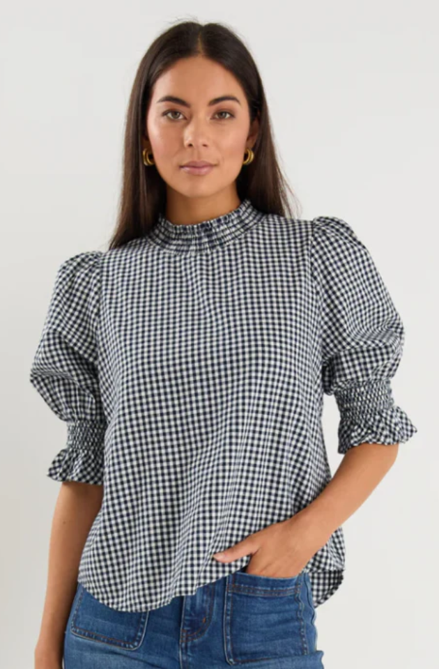 IVY & JACK AFFECTION TOP - NAVY GINGHAM