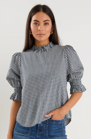 IVY & JACK AFFECTION TOP - NAVY GINGHAM