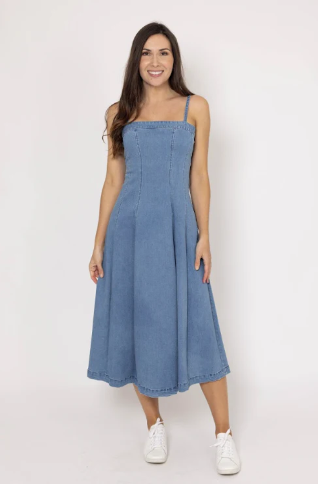 AUGUSTINE ALAIA DENIM MIDI DRESS - DENIM   COMING SOON / PRE-ORDER