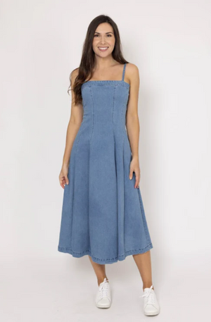 AUGUSTINE ALAIA DENIM MIDI DRESS - DENIM   COMING SOON / PRE-ORDER