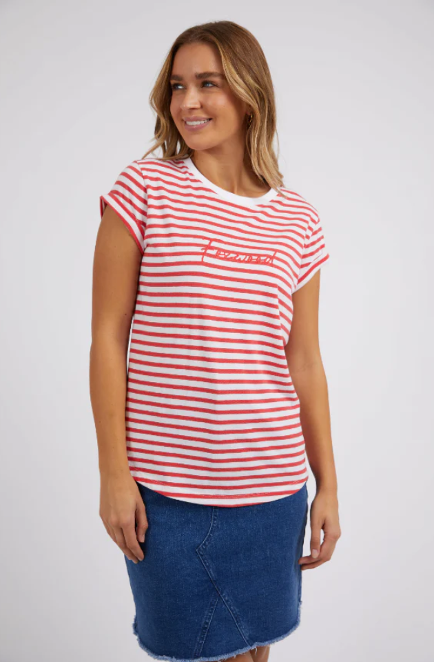 FOXWOOD SIGNATURE STRIPE TEE - CAYENNE & WHITE STRIPE - 55X0236-CRIM