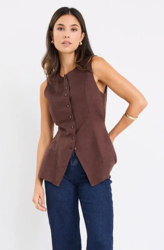 RE:UNION POLARITY FITTED VEST - CHOCOLATE