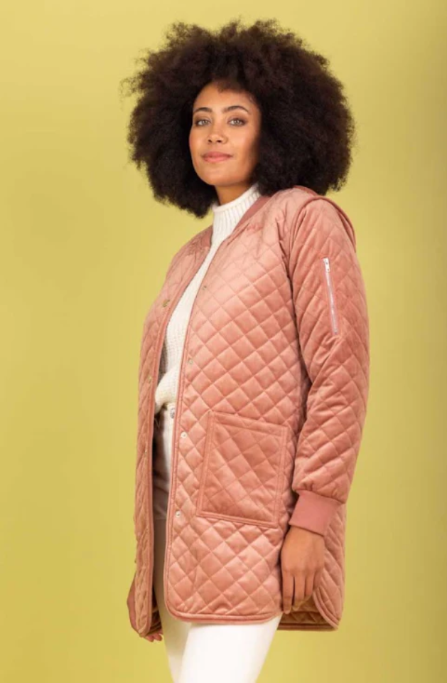 CHARLO HEIDI VELVET COAT - DUSTY PINK - CH140