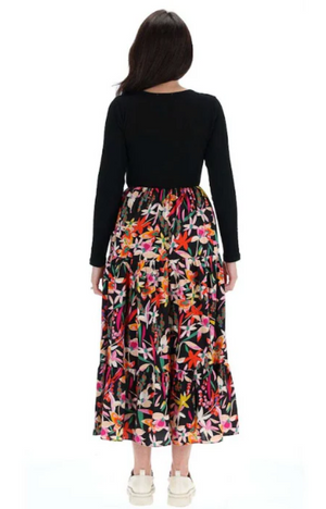 CHARLO LILY MAXI DRESS - BLACK  PRINT - CH413