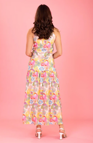 CHARLO POPPY MAXI DRESS - WATERCOLOUR - CH275