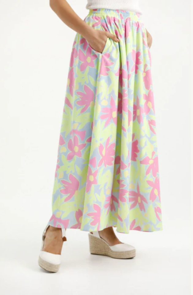 HOME-LEE ELISE SKIRT - LIME DAISIES - HLX712 04