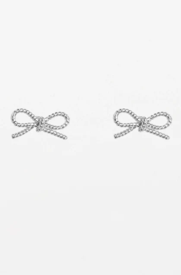 STELLA & GEMMA EARRINGS - ROPE BOW - SILVER - SGE8408