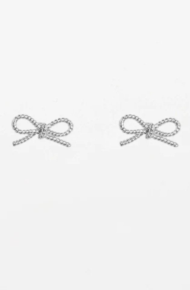 STELLA & GEMMA EARRINGS - ROPE BOW - SILVER - SGE8408