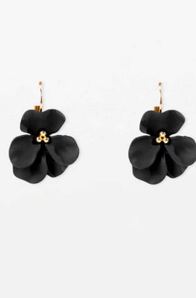 STELLA & GEMMA EARRINGS - FLOWER PETAL - BLACK - SGE8279