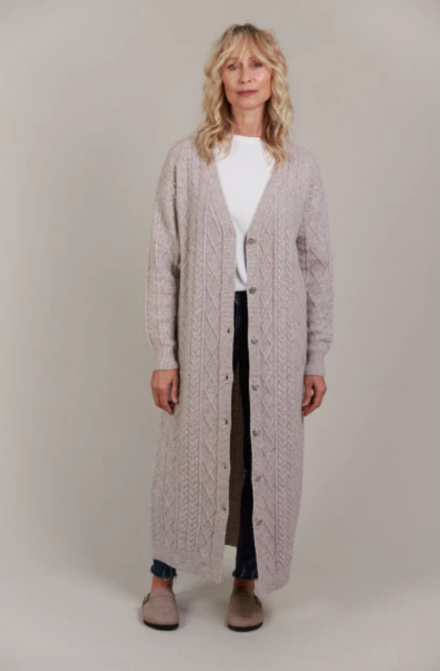 EB & IVE MERANO MAXI CARDIGAN - FLAX - 2584401