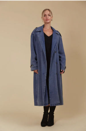 ISLE OF MINE FREYA TRENCH COAT - DENIM - 4537707